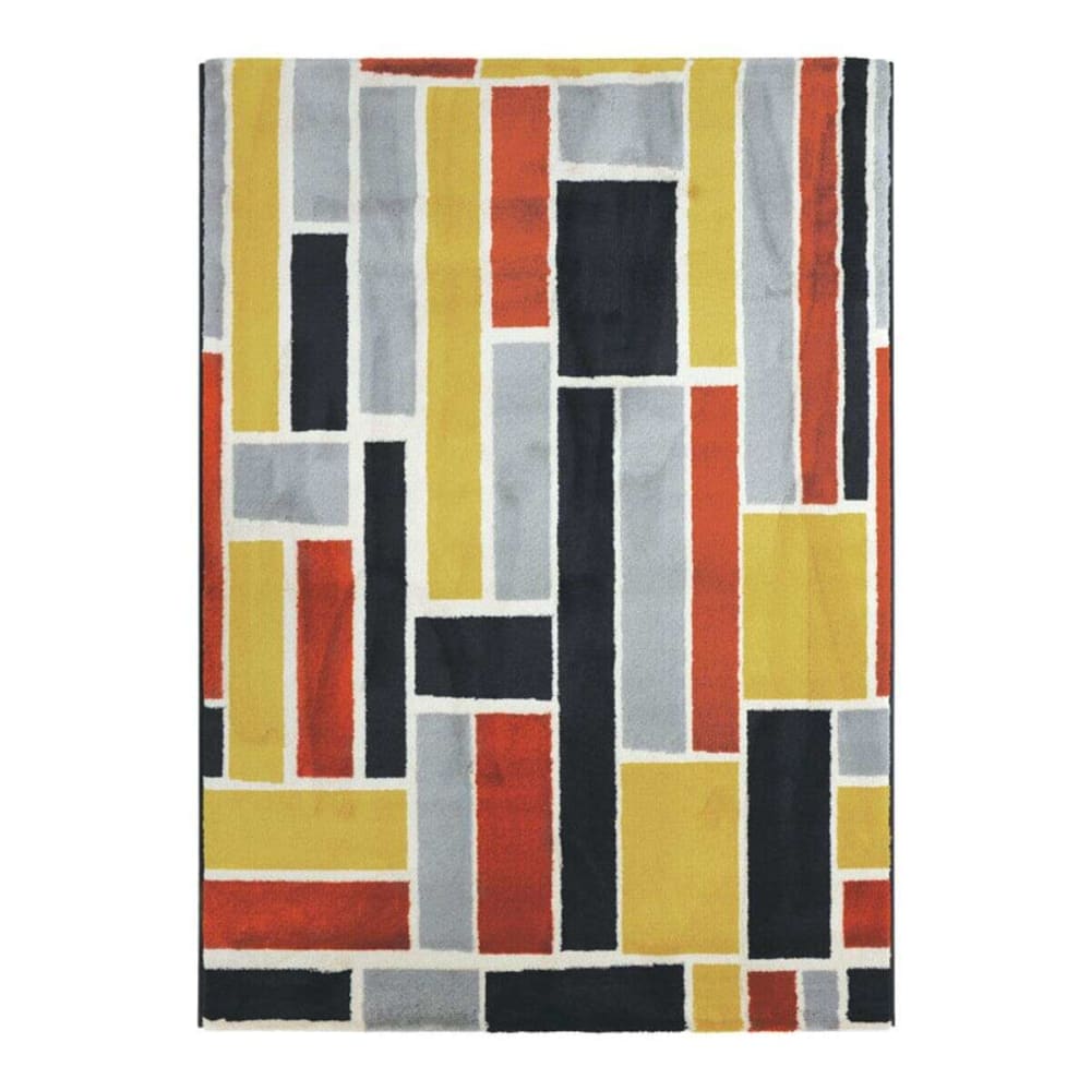 Tapis lumineux effet laineux motifs labyrinthe multicolore 120x170
