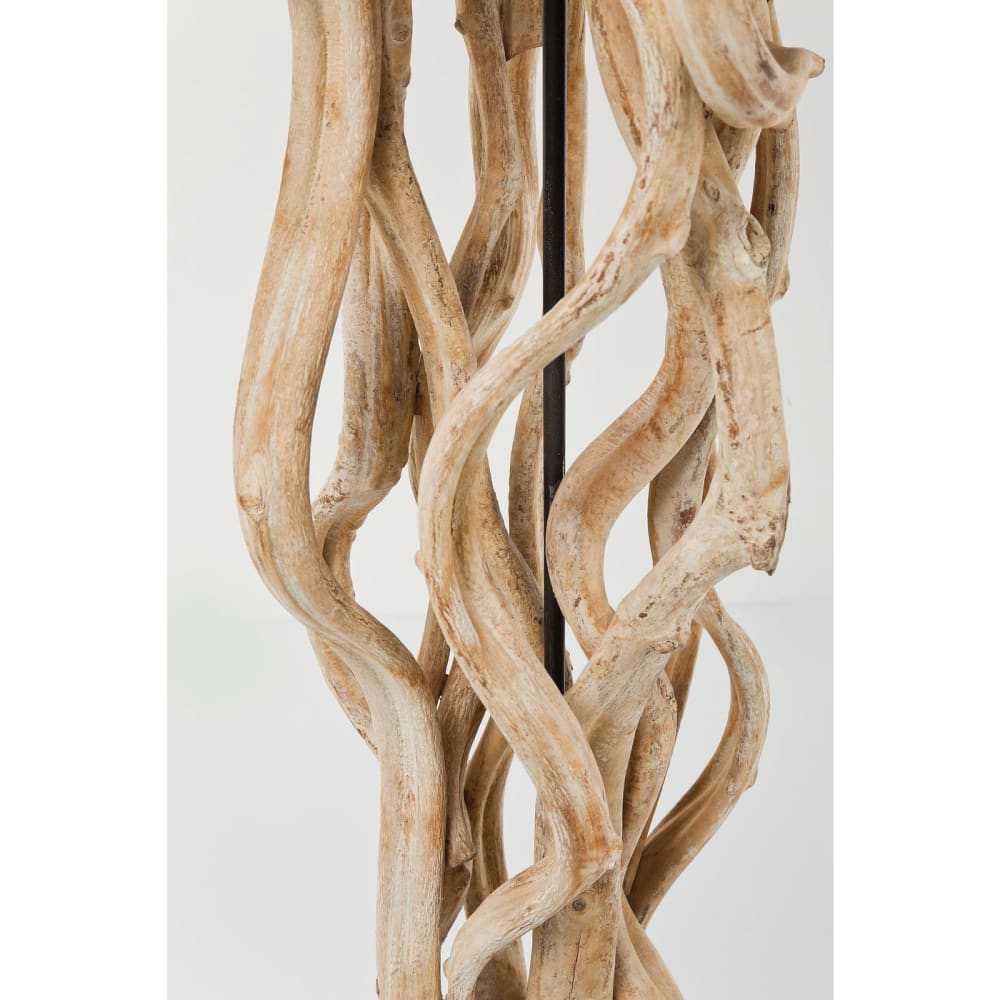 Lampadaire en acacia massif et abat-jour en coton h158 — vue 4