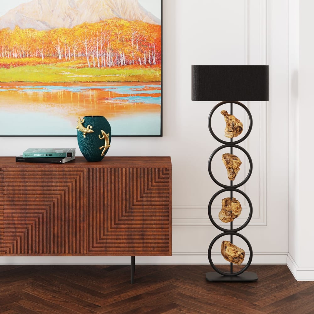 Vase aus Kunststein, grün und gold, H39cm - Maisons Du Monde