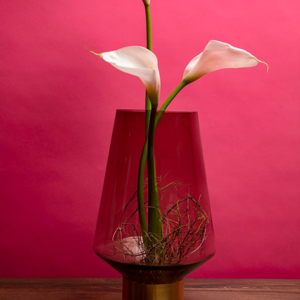 Vase aus Glas und Stahl, braun, H40cm - Maisons Du Monde