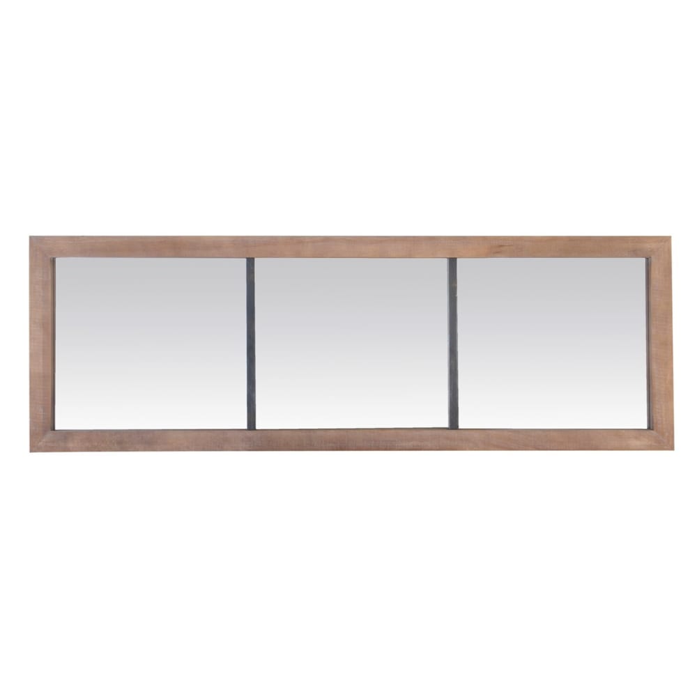 Miroir rectangulaire industriel métal et bois 50x150cm