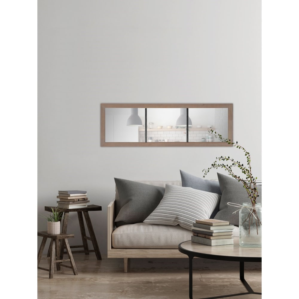 Miroir rectangulaire industriel métal et bois 50x150cm