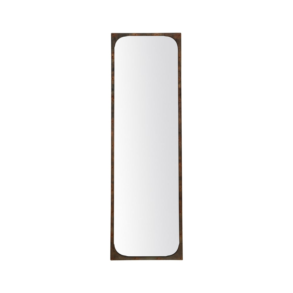 Miroir industriel rectangulaire avec rivets 40x140cm marron