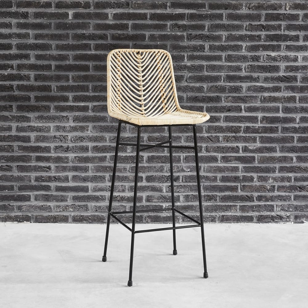 BERAH GETAH Barhocker aus Rattan und Metall style modern Beige Rattan