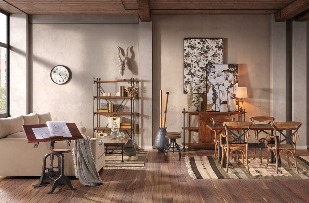 Bureau en bois marron et métal noir L 80 cm - Maisons du Monde