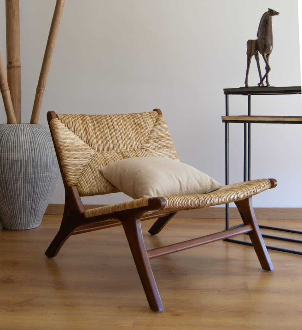 Sillón de madera marrón y beige - Maisons du Monde