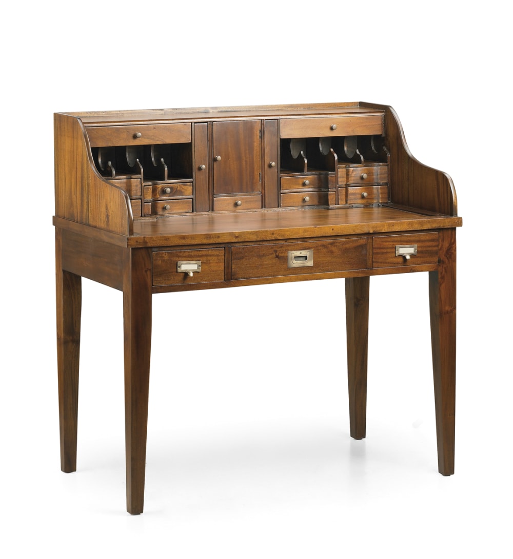 MOYCOR Bureau en bois marron L 102 cm style campagne Marron Bois - 102x106x60cm