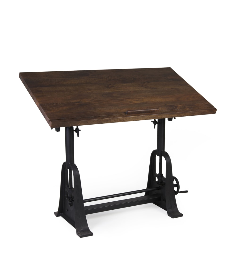 Mesa de madera marrón y metal negro anch. 130 cm