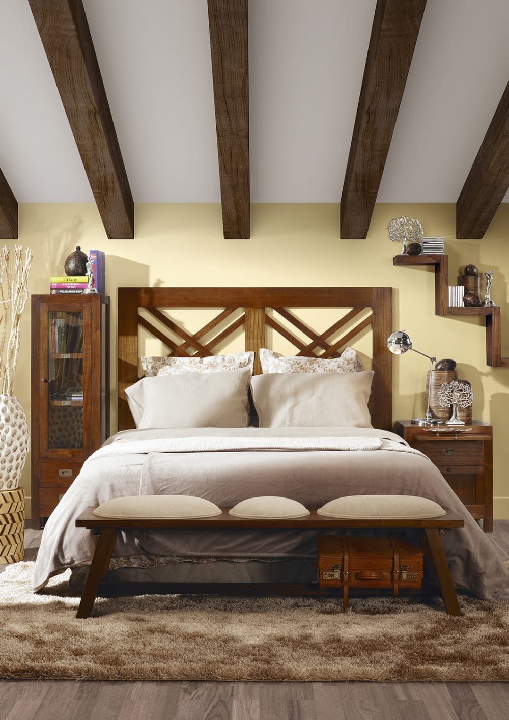 Tête de lit en bois marron L 165 cm