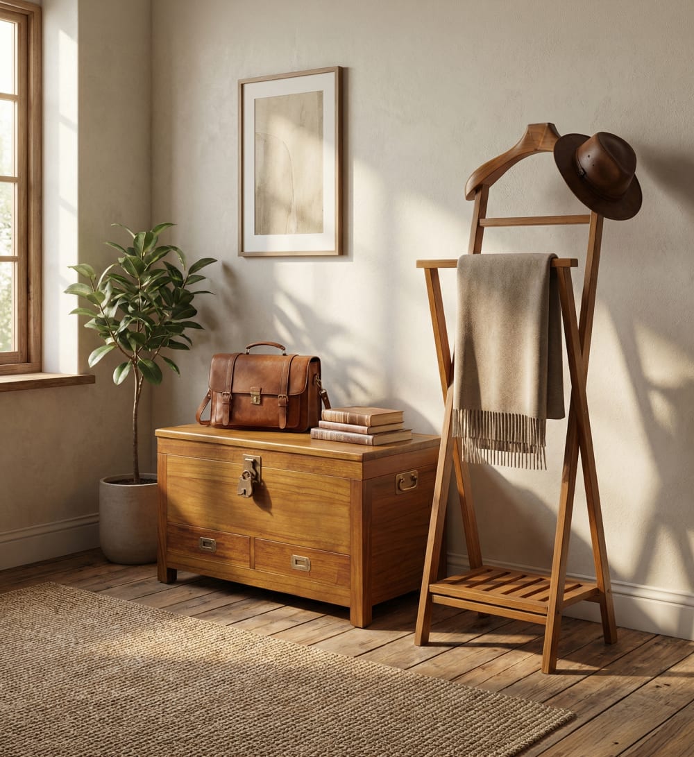 Valet de chambre en bois marron