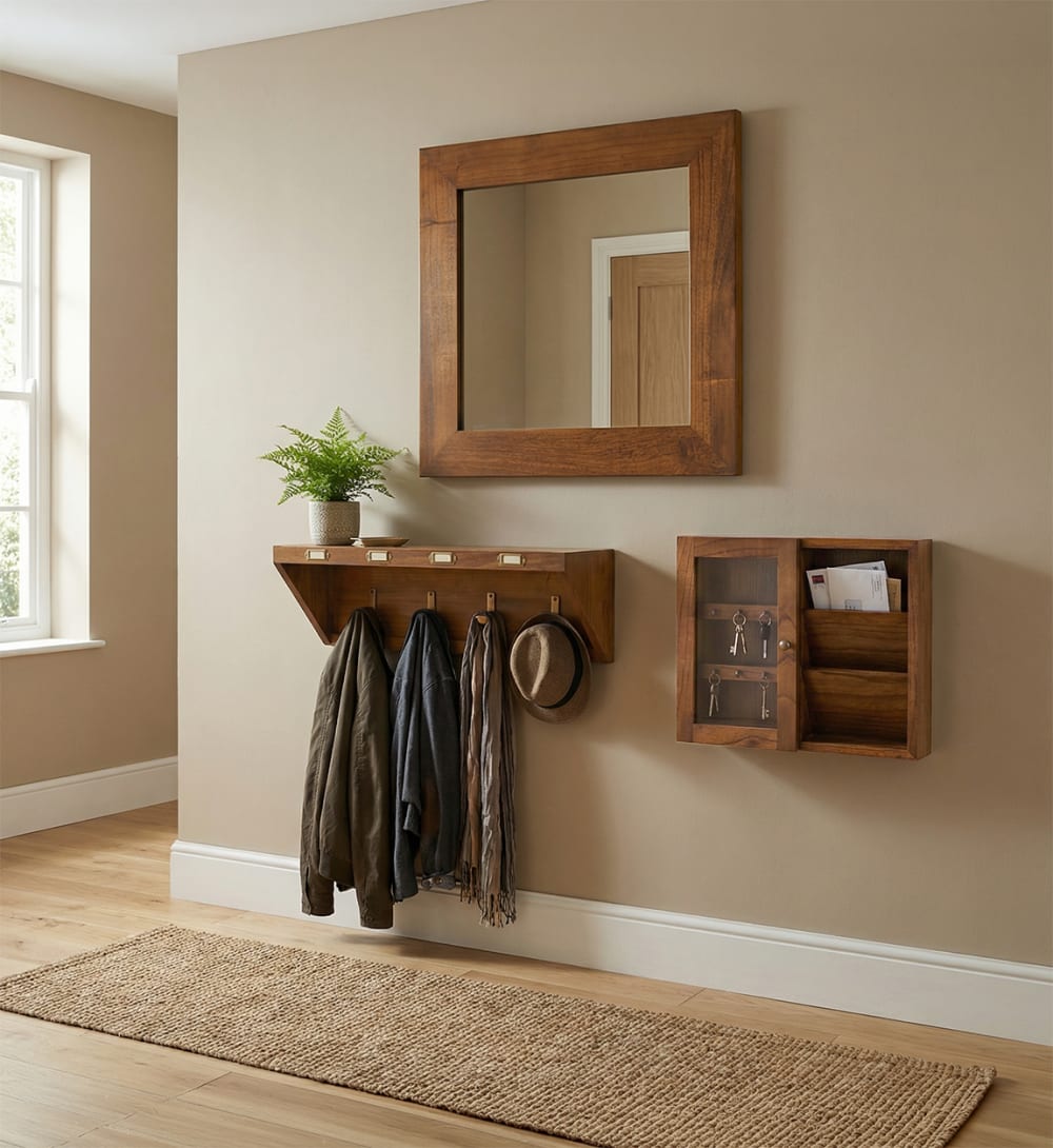 Porte-manteau mural  en bois marron L 70 cm