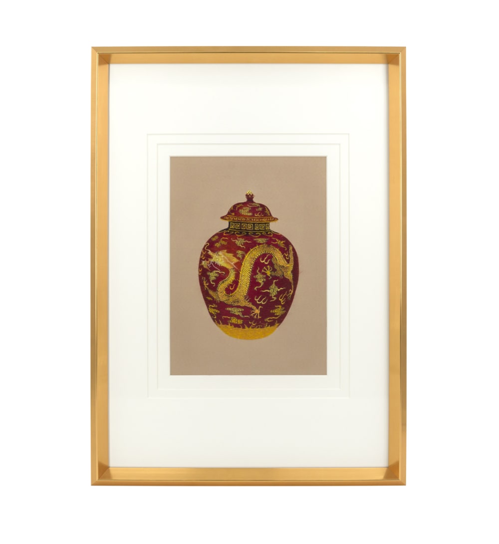 Tableau vase rouge avec verre 50x70