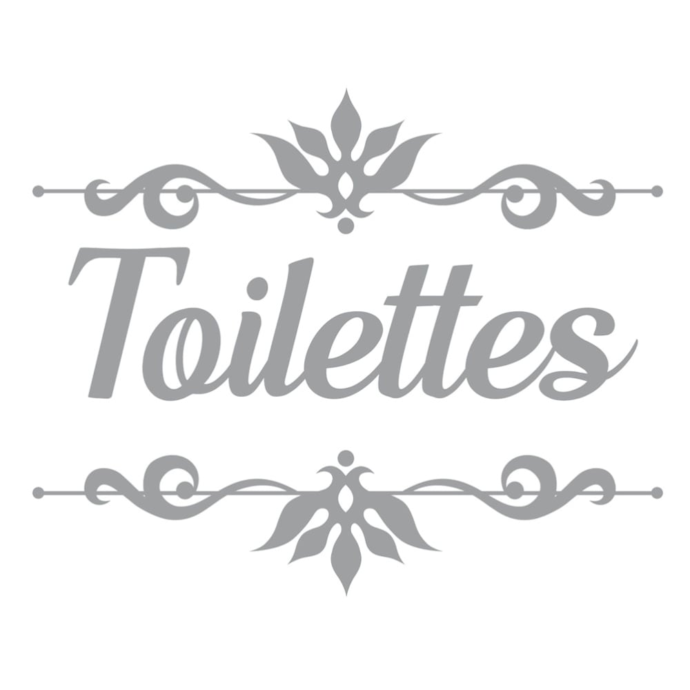 STC Sticker décoratif de porte toilettes L19cm style campagne Gris Pva - Polyacétate De Vinyle