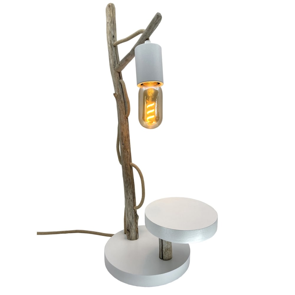 Lampe à poser en bois recyclé blanc — vue 4
