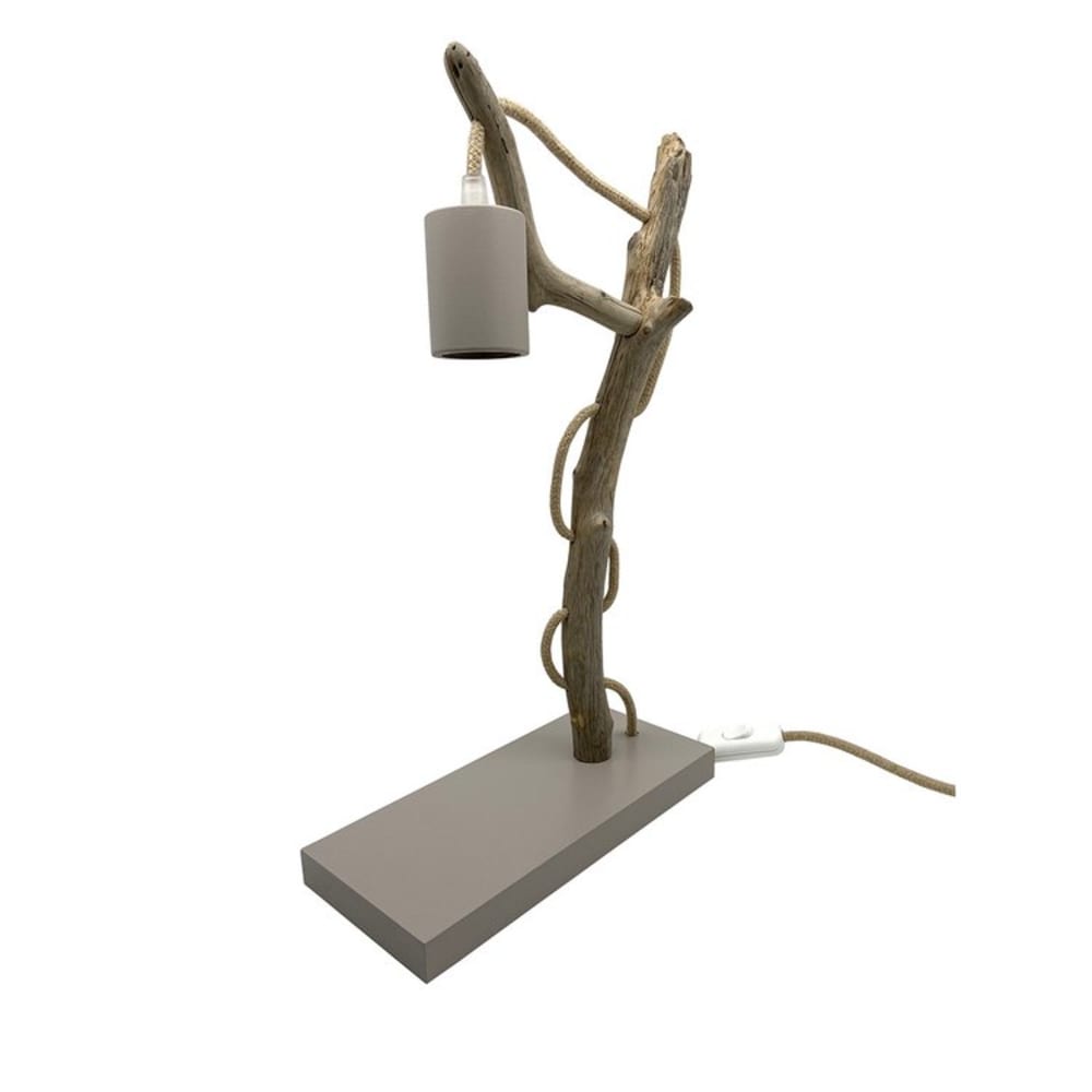 Lampe à poser en bois recyclé taupe