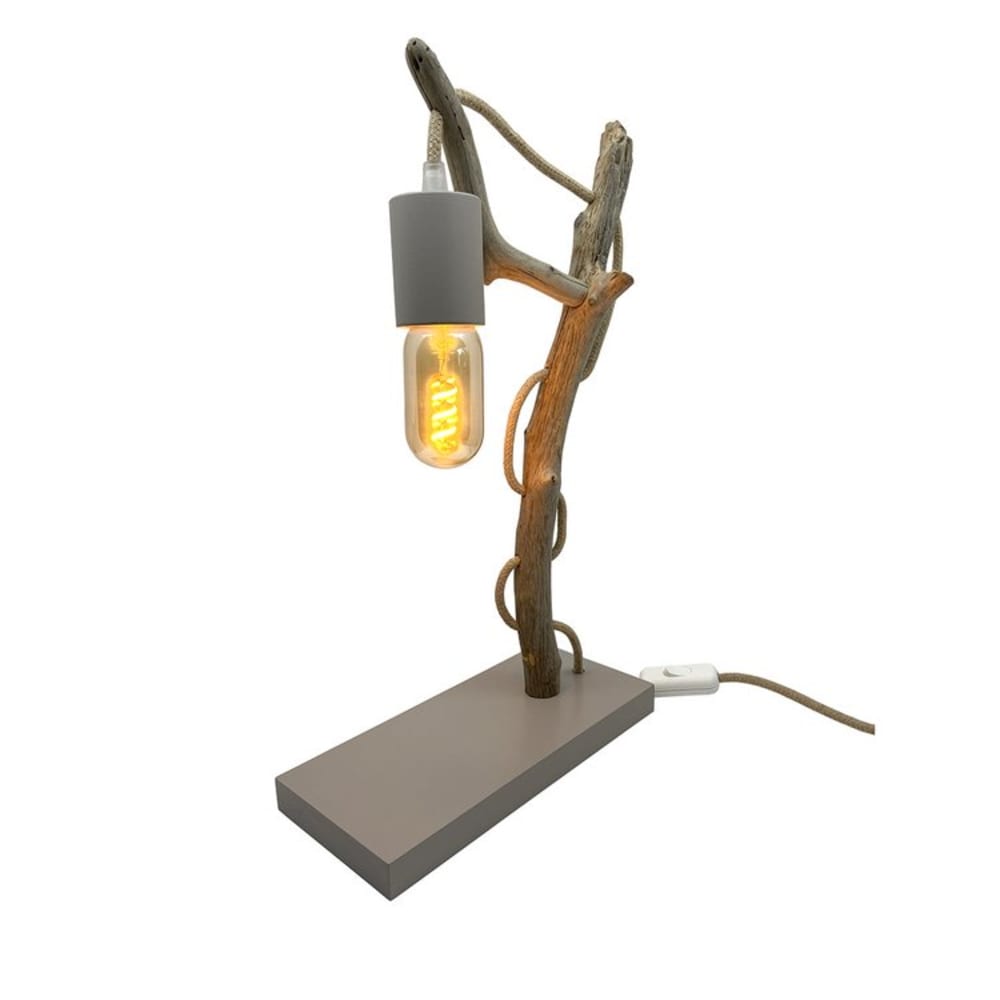 Lampe à poser en bois recyclé taupe - Maisons du Monde