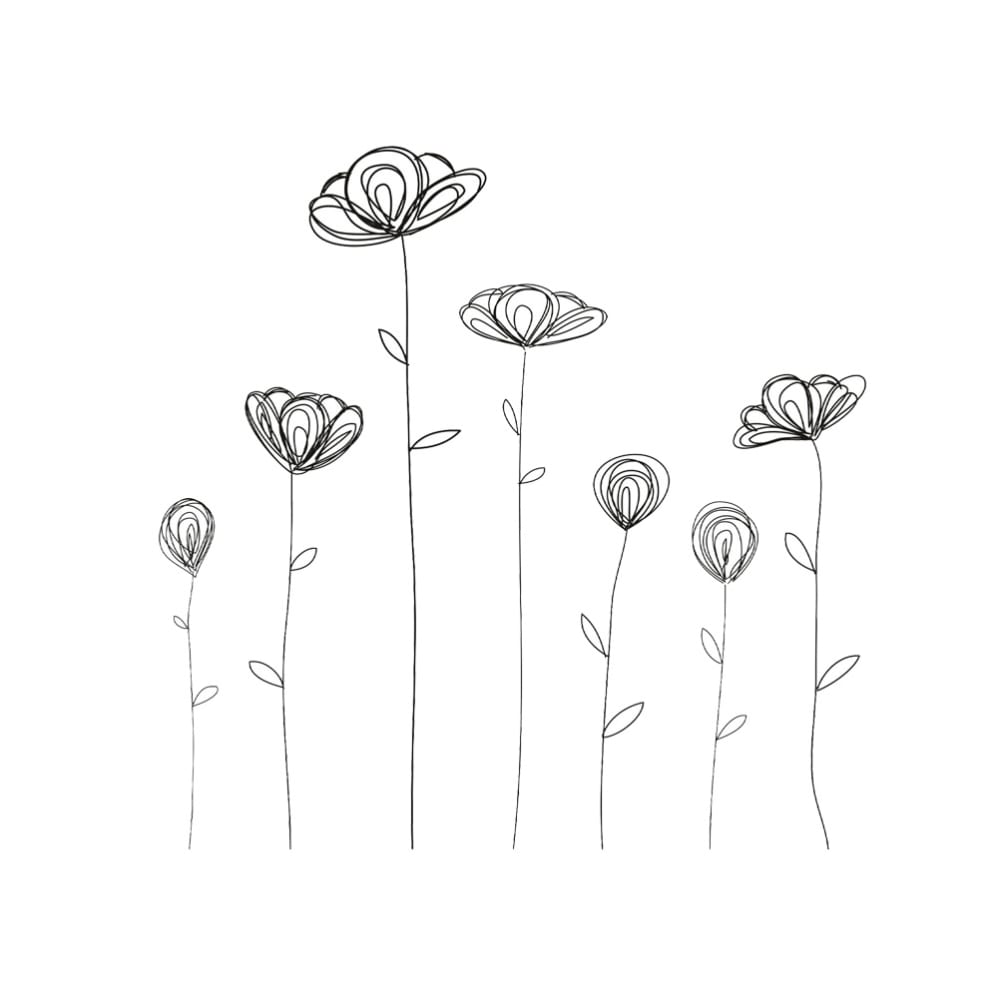 STC Stickers muraux fleurs 43x43cm style campagne Noir Pva - Polyacétate De Vinyle