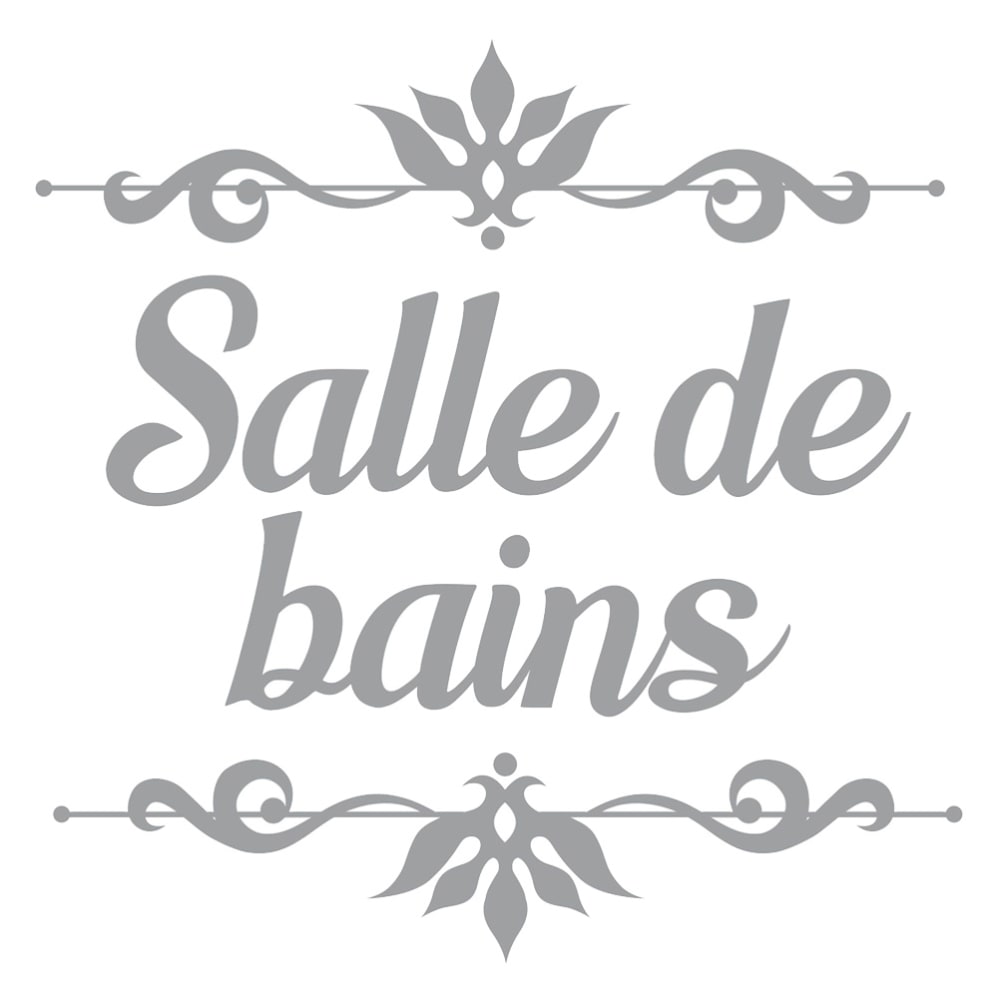 STC Sticker décoratif de porte salle de bains L19cm style vintage Gris Pva - Polyacétate De Vinyle