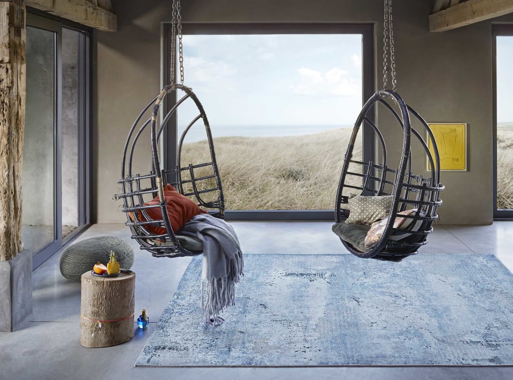 Tapis plat inspiration vintage tons de bleu 120x170 — vue 3