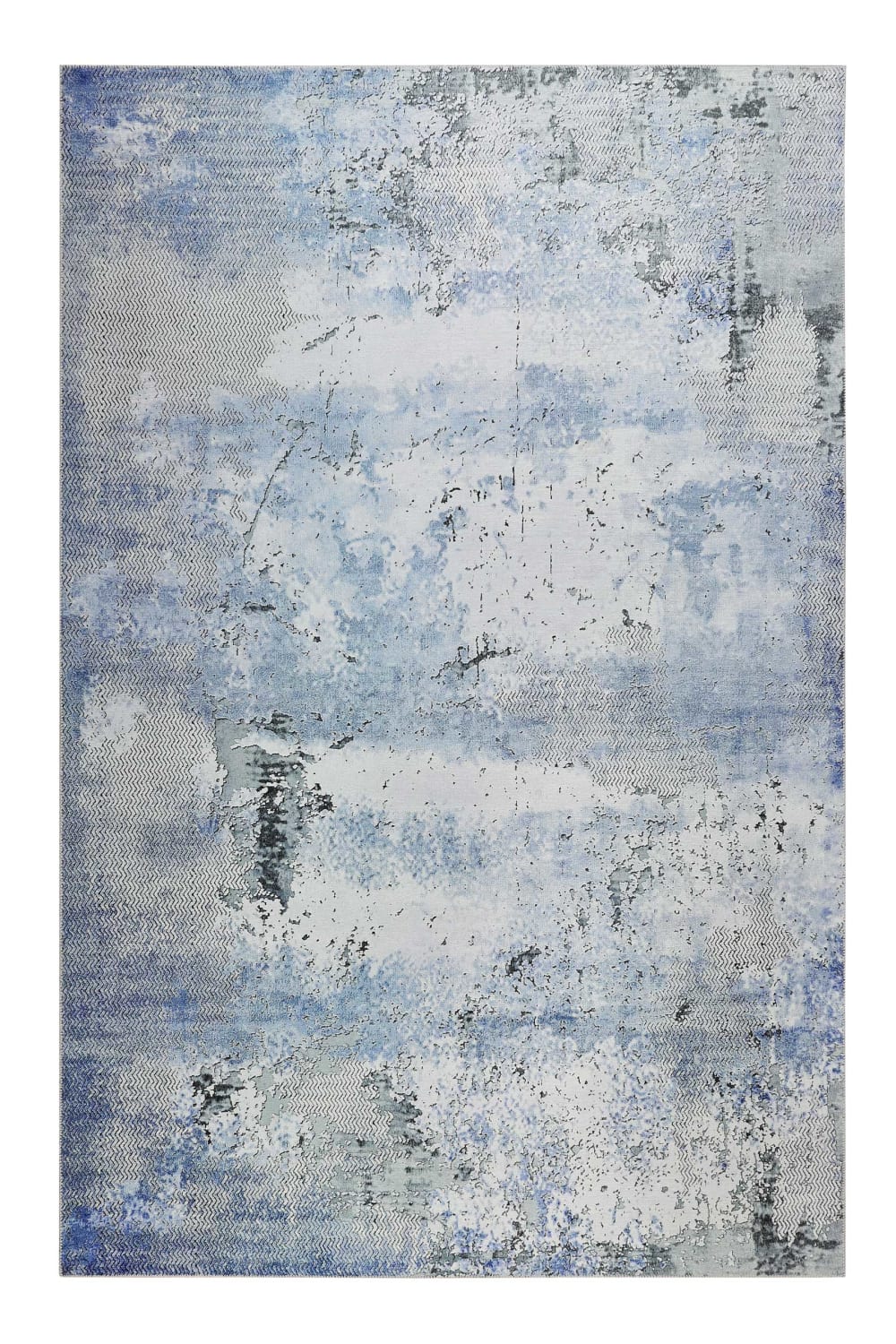 Wecon Home Vintage Kurzflor Teppich blau grau, Linien Muster, alle Zimmer 130x190 style vintage - Pes - Polyester