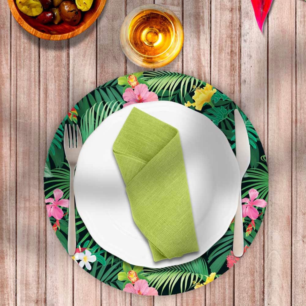 Set de table rond hibiscus et feuilles D38cm - Maisons du Monde
