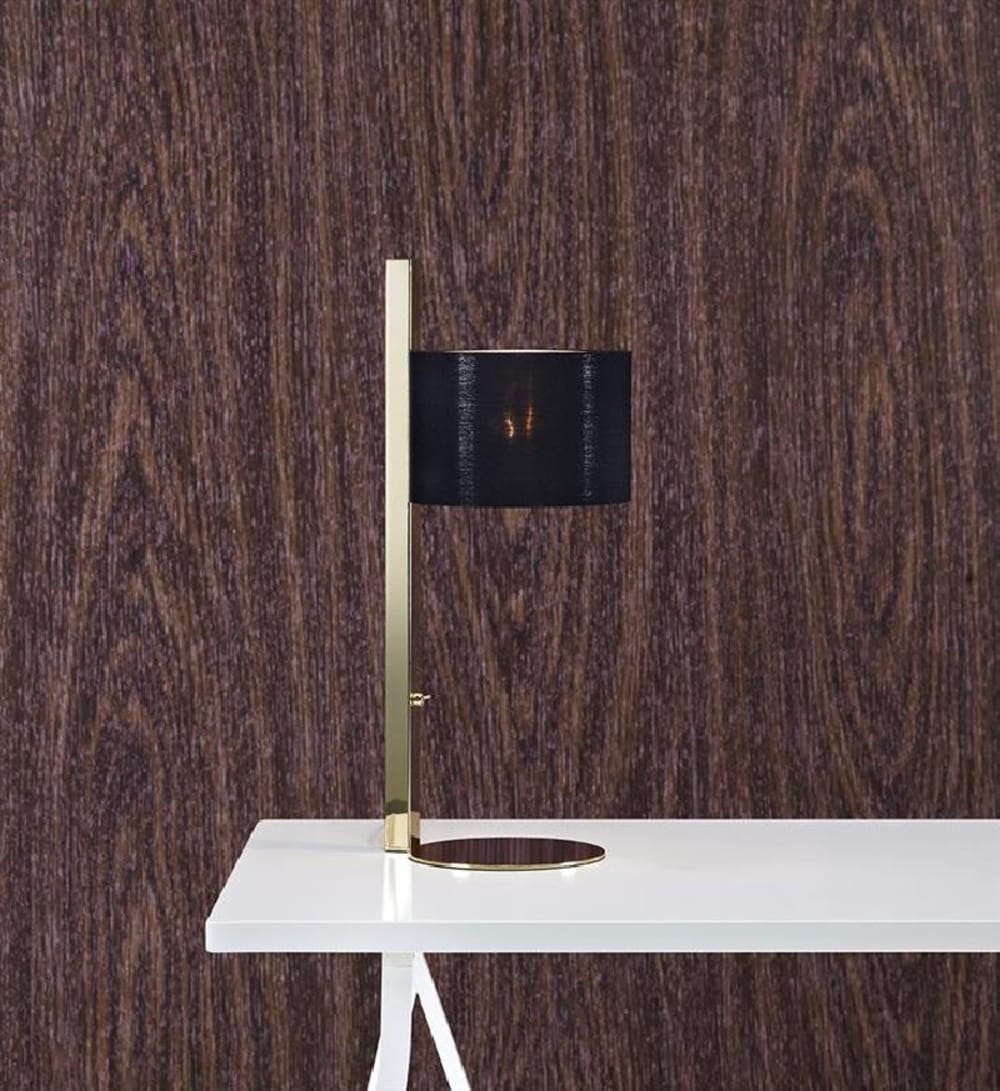 Lampe de table pied laiton et abat-jour velours noir - Maisons du Monde