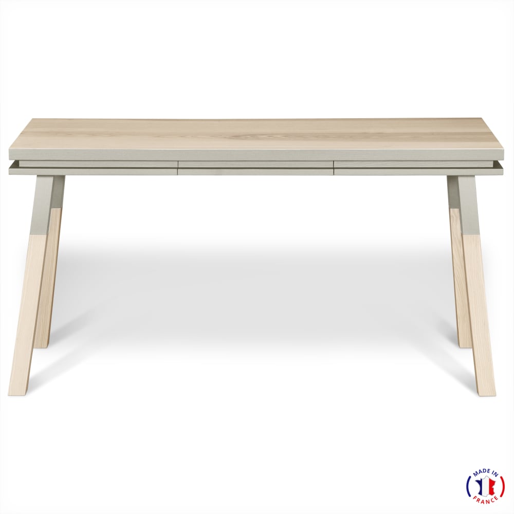 Bureau Console rectangulaire 140 cm, 100% frêne massif