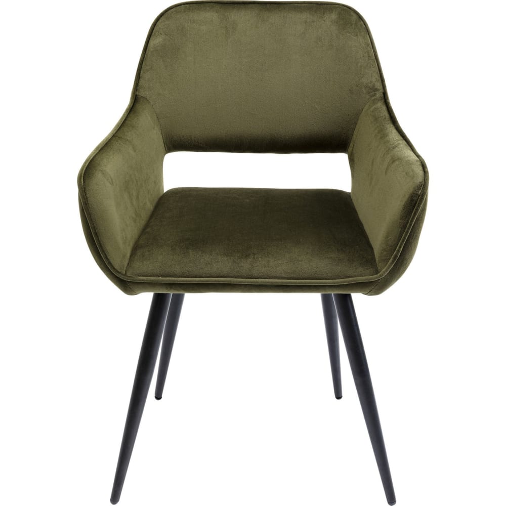 Stuhl mit Armlehnen in Samt-Optik, grün - Maisons Du Monde