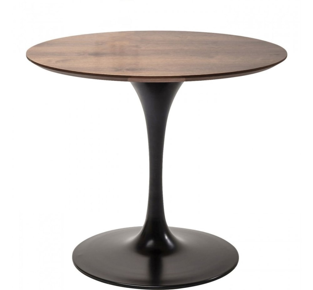 Table à manger 4 personnes ronde noyer et noir D90