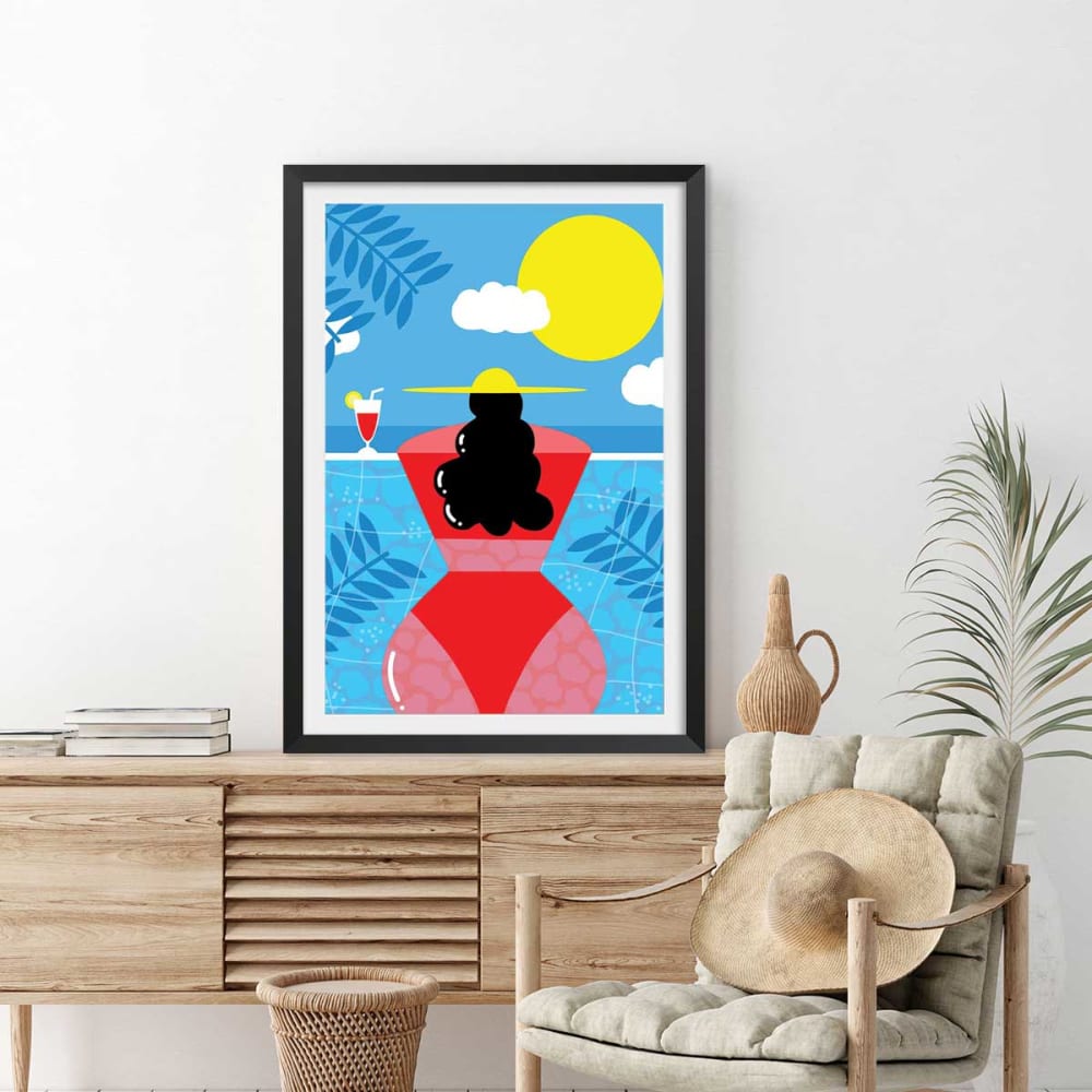Poster della donna vicino alla piscina sin marco 40x60cm - Hexoa