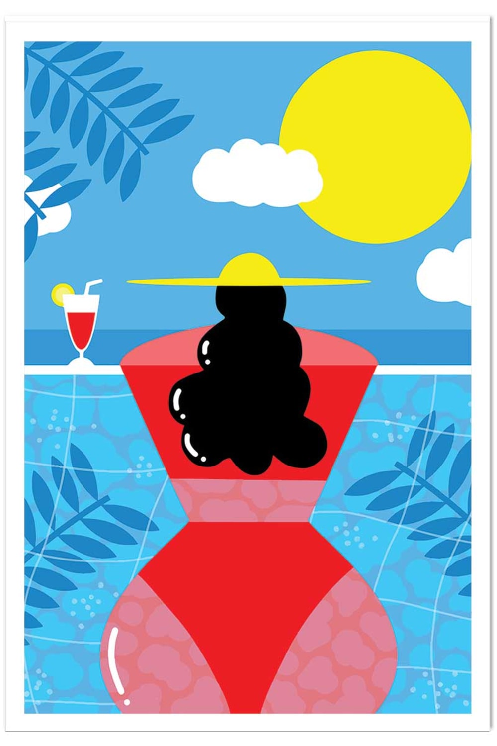 Poster della donna vicino alla piscina sin marco 60x90cm - Modello Contemporaneo - Multicolore - Carta