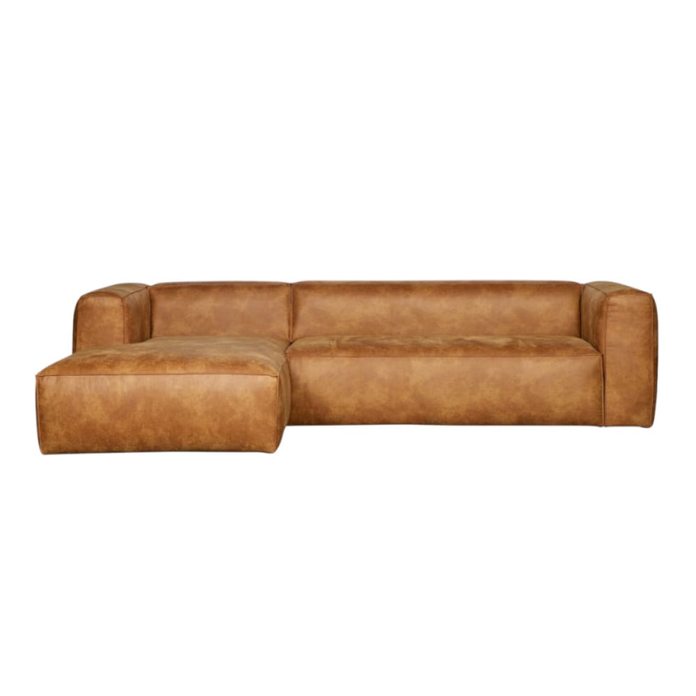 Canapé d'angle gauche cuir camel 305x175x73cm