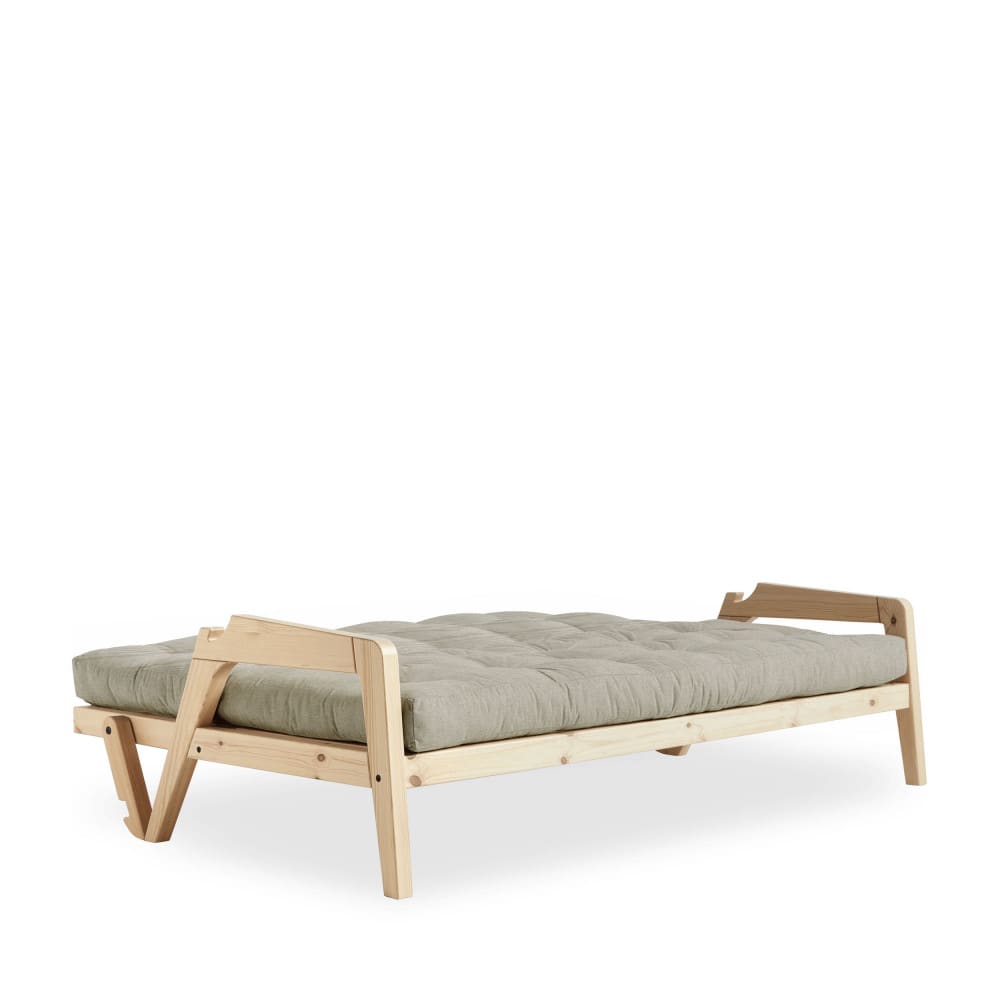 Canapé convertible en bois et tissu 2 places - Lin