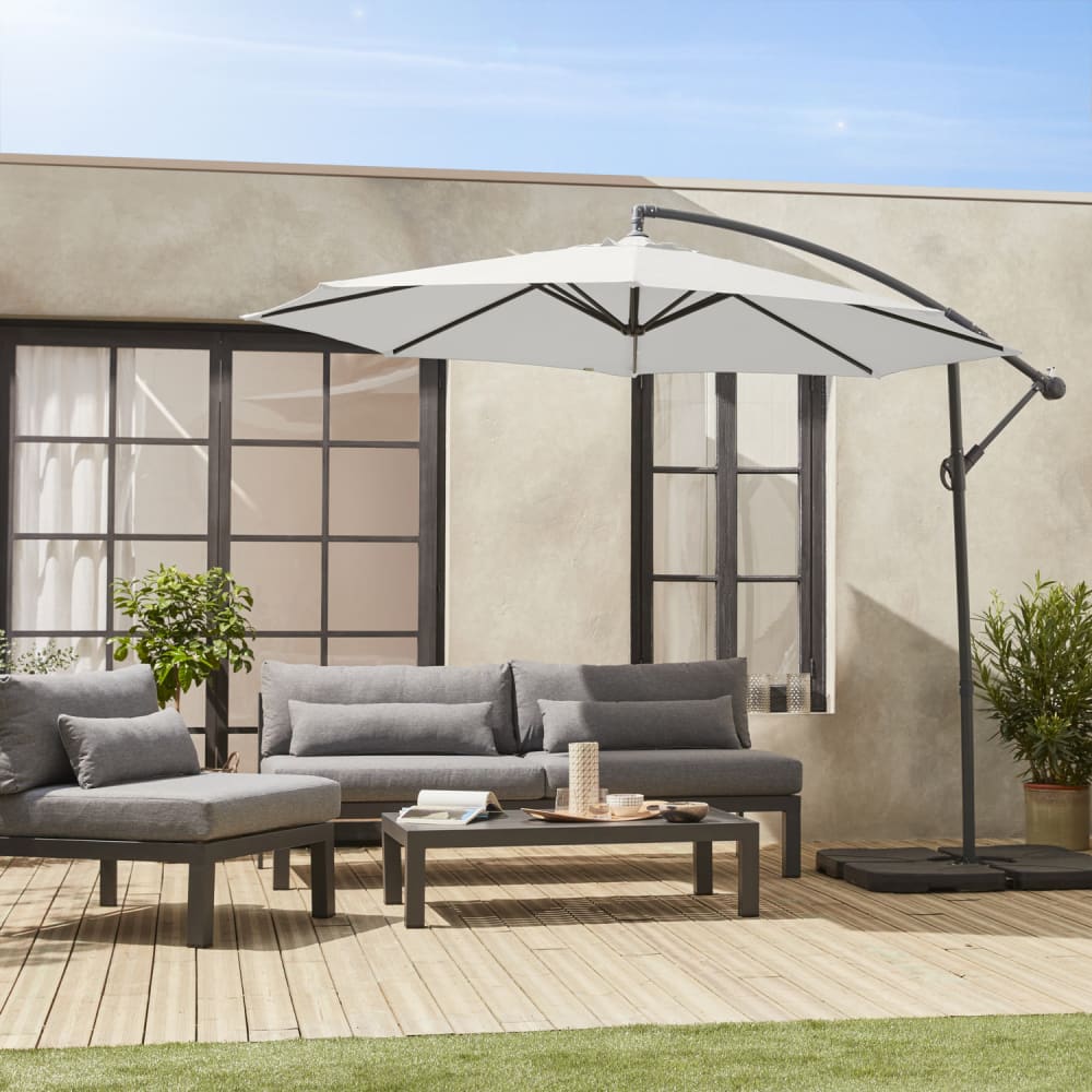Parasol déporté rond 350cm excentré ecru