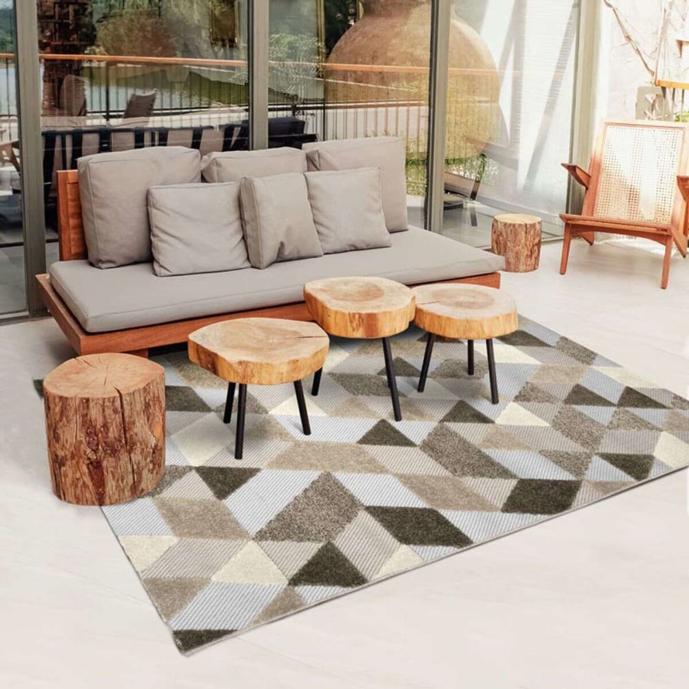 The Deco Factory Tapis moderne pour intérieur-extérieur brun, beige et gris 120x170 style contemporain Multicolore Certifié Oeko-Tex Pp -