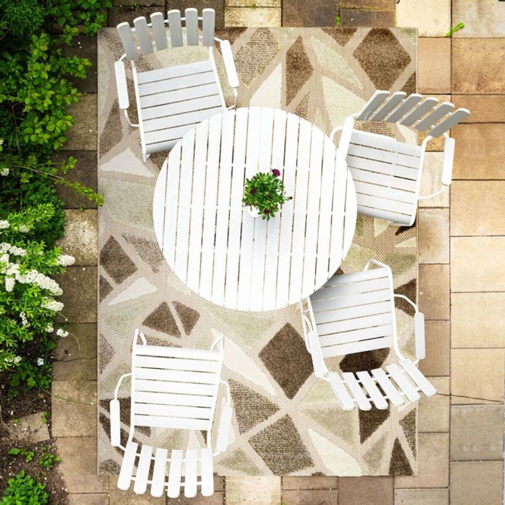 The Deco Factory Tapis moderne intérieur extérieur beige et brun 120x170 style contemporain - Pp - Polypropylène