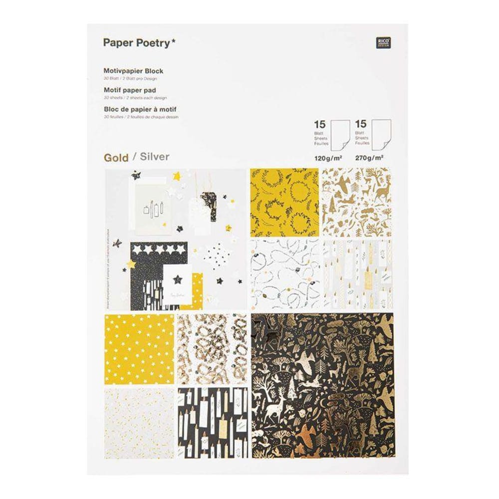 30 hojas de papel dorado y plateado navidad nostálgica