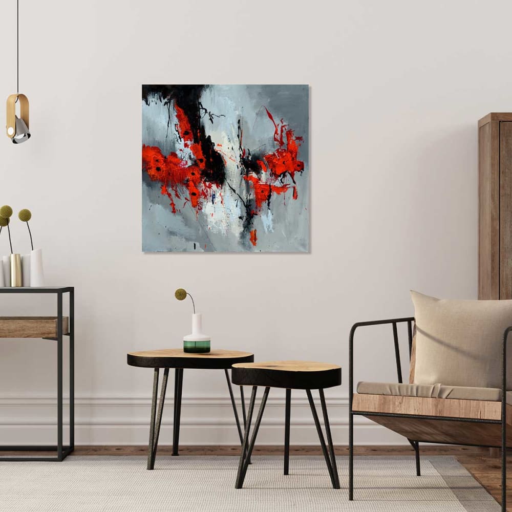 Stampa astratta moderna dei papaveri stampa su tela 80x80cm -