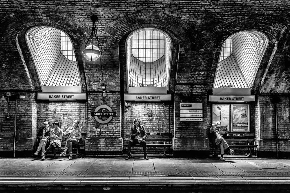 Caudro baker street en blanco y negro impresión sobre lienzo 90x60cm