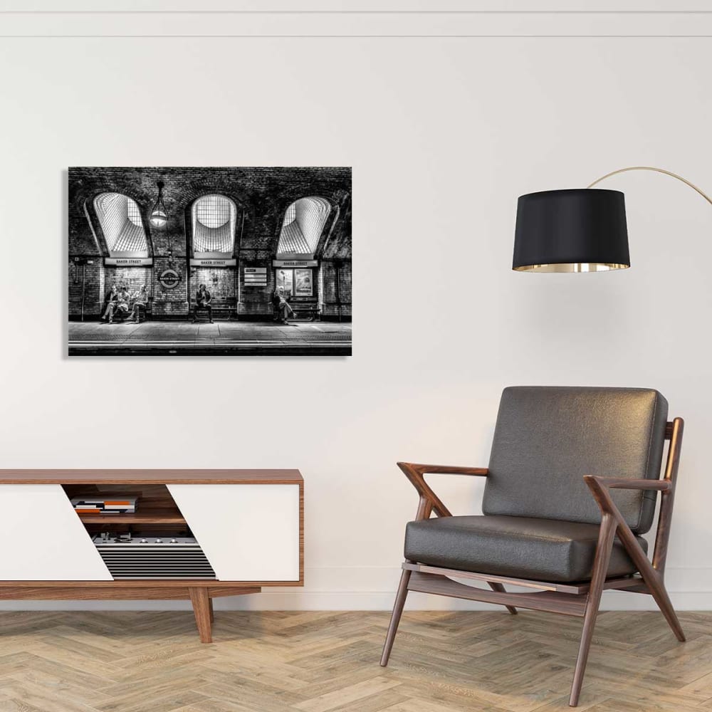 Lavagna in bianco e nero di baker street stampa su tela 45x30cm -