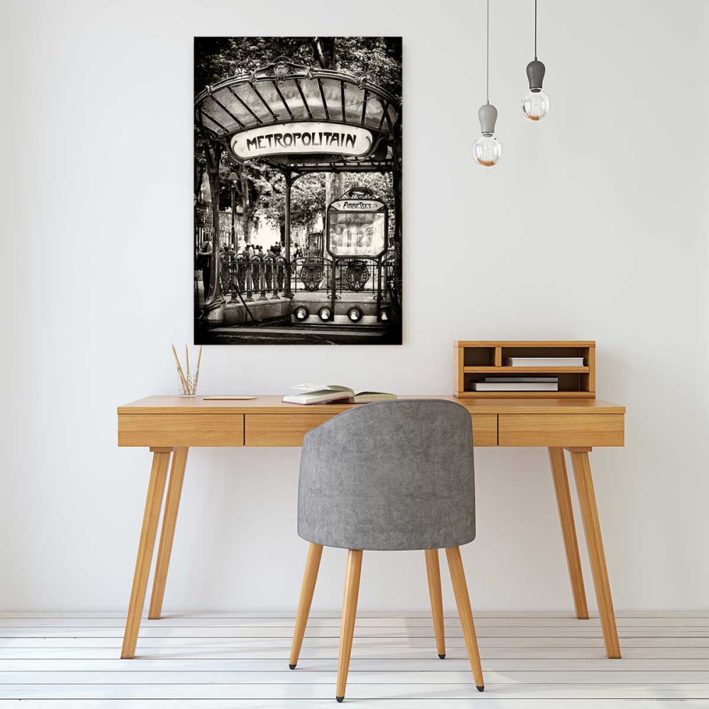 Tableau noir et blanc métropolitain paris imprimé sur toile 30x45 cm