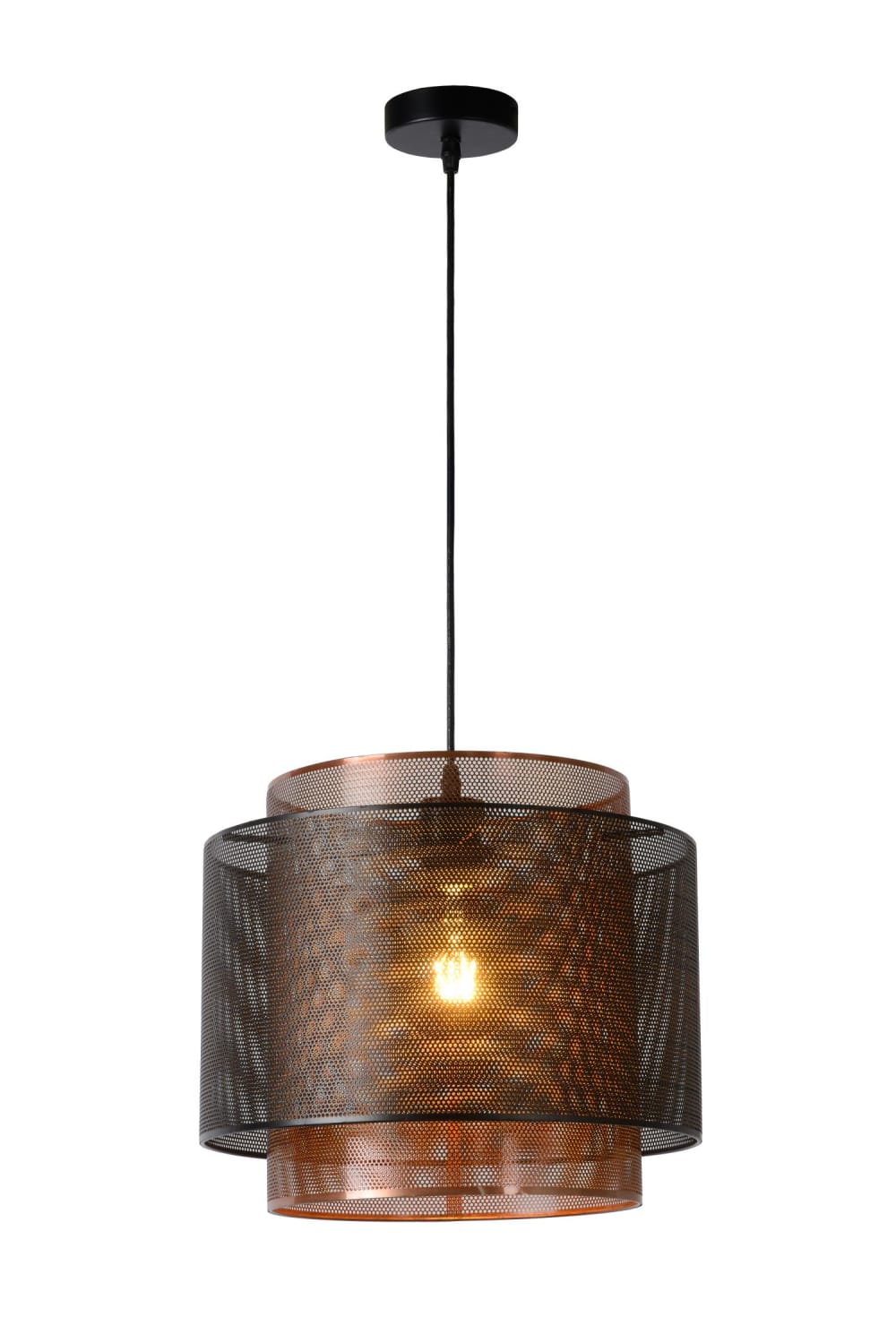 Lucide Suspension en métal noir style vintage