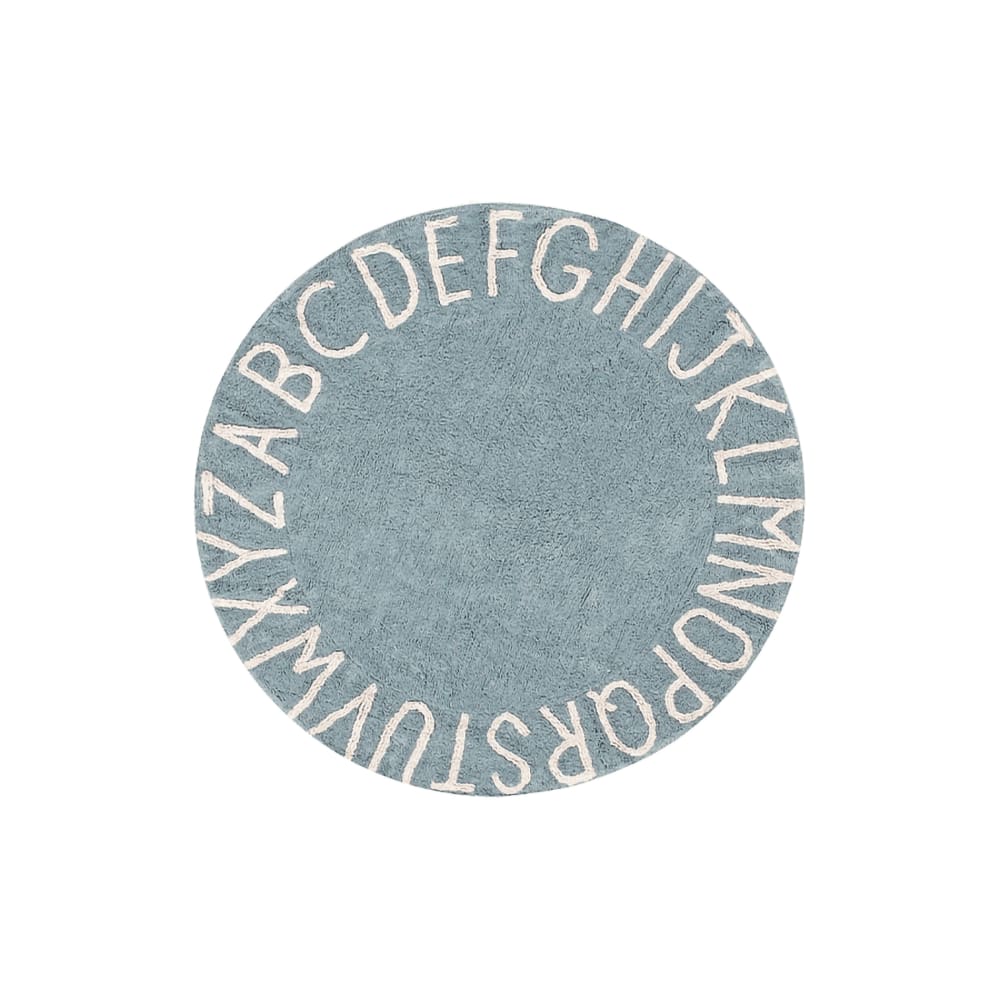 Abwaschbarer Runder Abc-Teppich Aus Baumwolle, 150 Ø Cm, Blau
