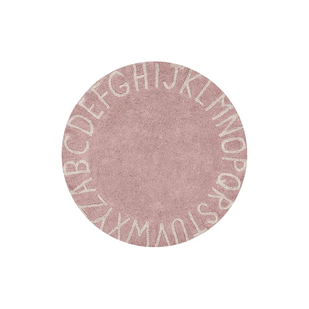 Tapis coton motif alphabet rose D150cm