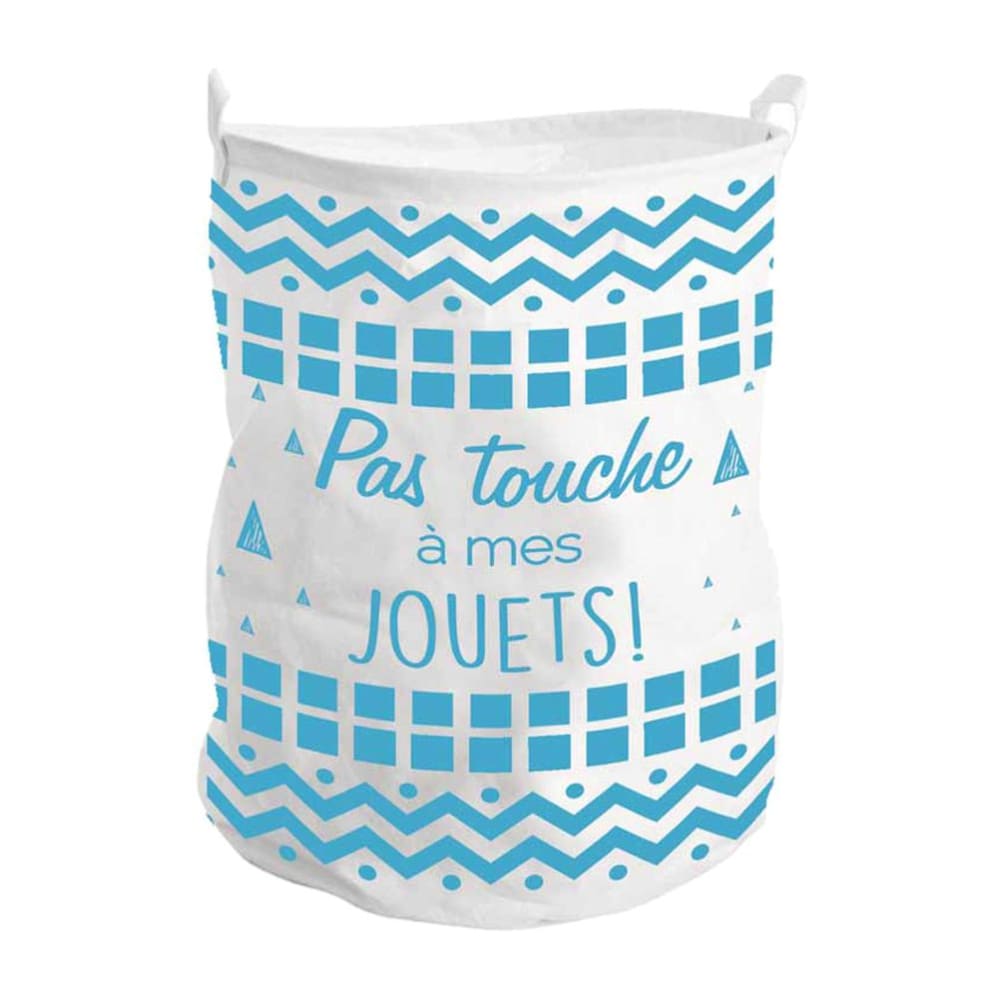 CBKREATION Corbeille à linge ou à jouets Toile polyester tressée et imprimée Hauteur 50 cm Diamètre 40 cm