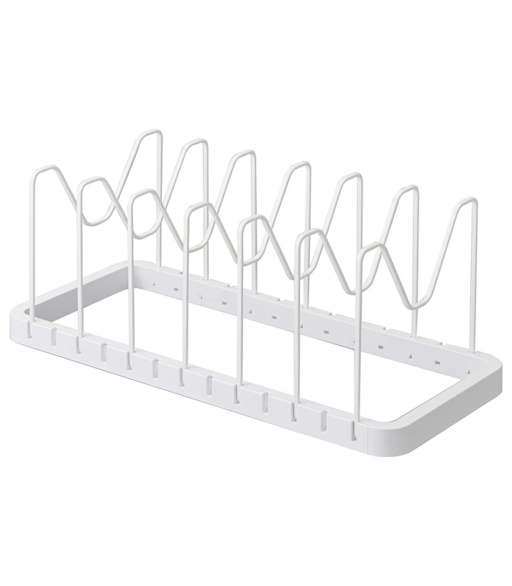 Yamazaki Rangement extensible pour couvercles et poêles - Blanc style contemporain Blanc Acier