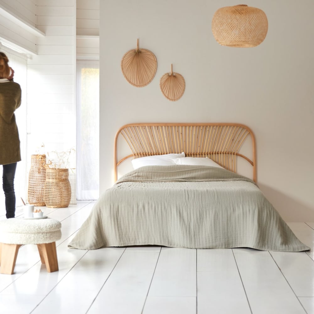 Tikamoon Kopfteil aus Rattan 160 cm style exotic BEIGE RATTAN Baby