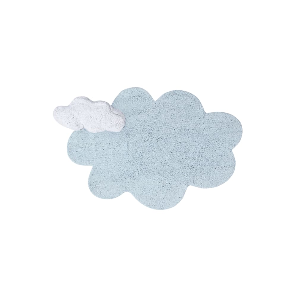 Tapis coton relief nuage bleu 110x170