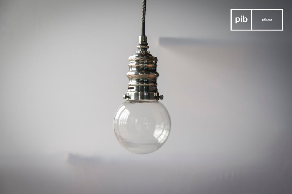 Lampada a sospensione in metallo argentato - PIB