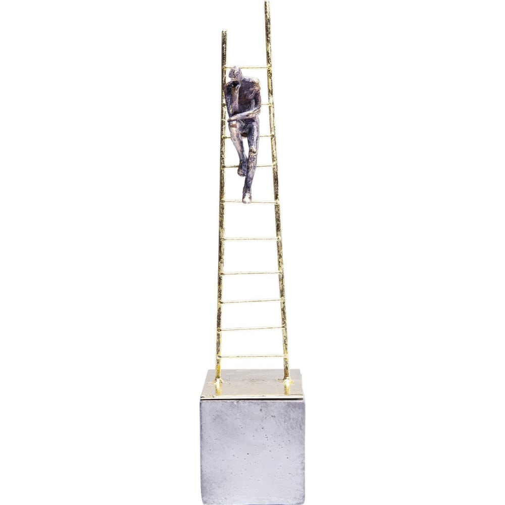 Kare Design Deko-Objekt Mann auf Leiter aus Polyresin und Stahl, gold, H41cm style modern Braun Harz